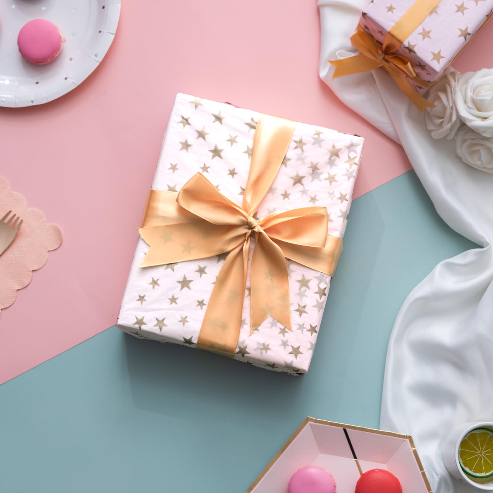 Premium Gold Star White Tissue Paper - 50 Sheets for Gift Wrapping, DIY Crafts, Party Decorations | Perfect for Birthday Presents, Wedding Favors & Holiday Packaging