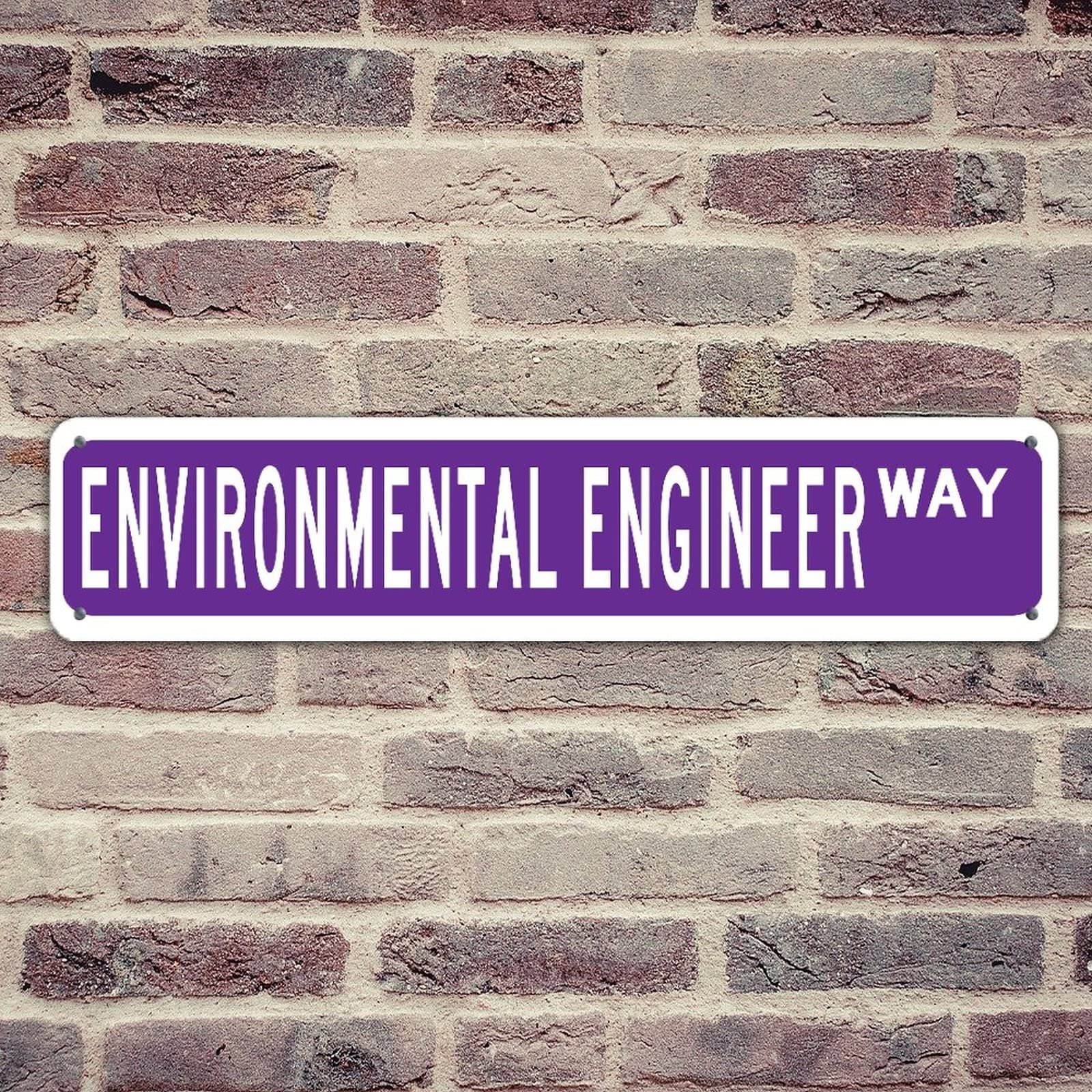 Custom Rustic Purple Metal Wall Sign - Durable 4x18 Inch Weather-Resistant Office Decor for Garage, Restaurant & Indoor/Outdoor Use | Environmental Engineer Career Gift & Street Style Home Decoration