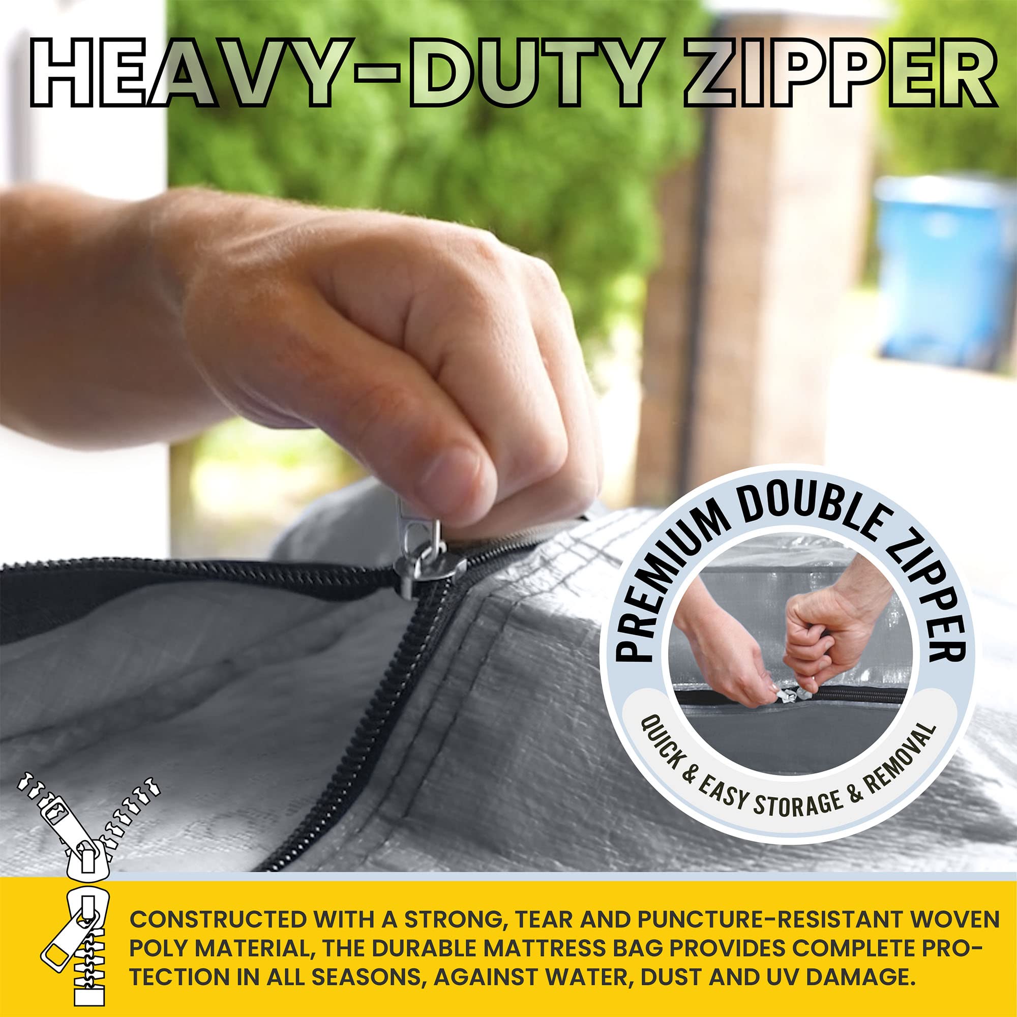 California King Mattress Bags for Moving & Storage - Heavy Duty 10 Mil Zippered Mattress Cover with 8 Carry Handles - Waterproof Mattress Protector for Home, Dorm, Apartment Moves & Long-Term Storage