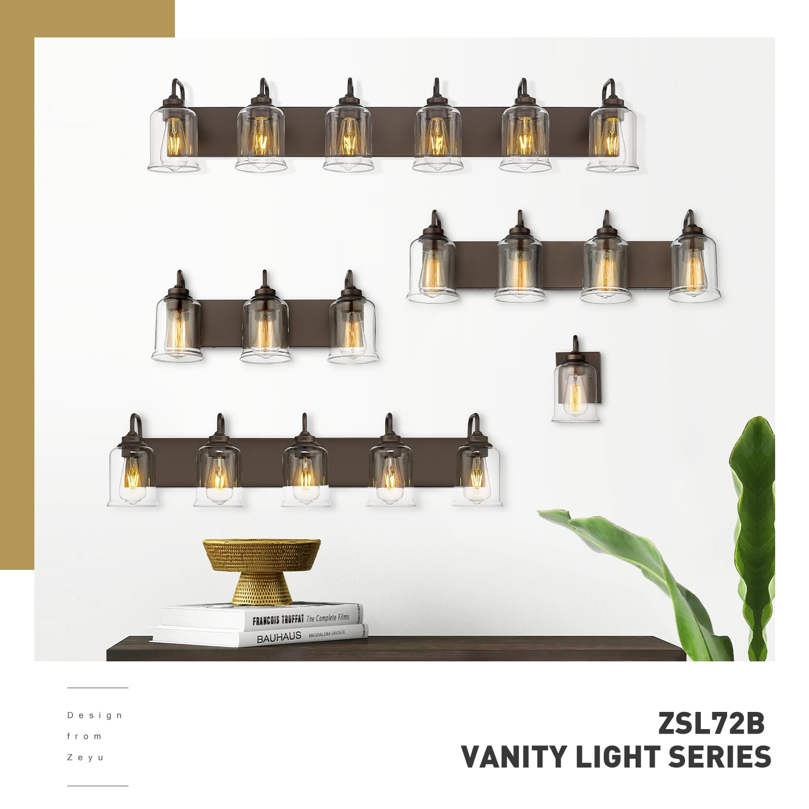 20.5 Inch Farmhouse Bathroom Vanity Light Fixtures - 3-Light Oil Rubbed Bronze Mirror Lighting with Clear Glass Shades - Perfect for Bathroom, Powder Room, and Dressing Room Illumination