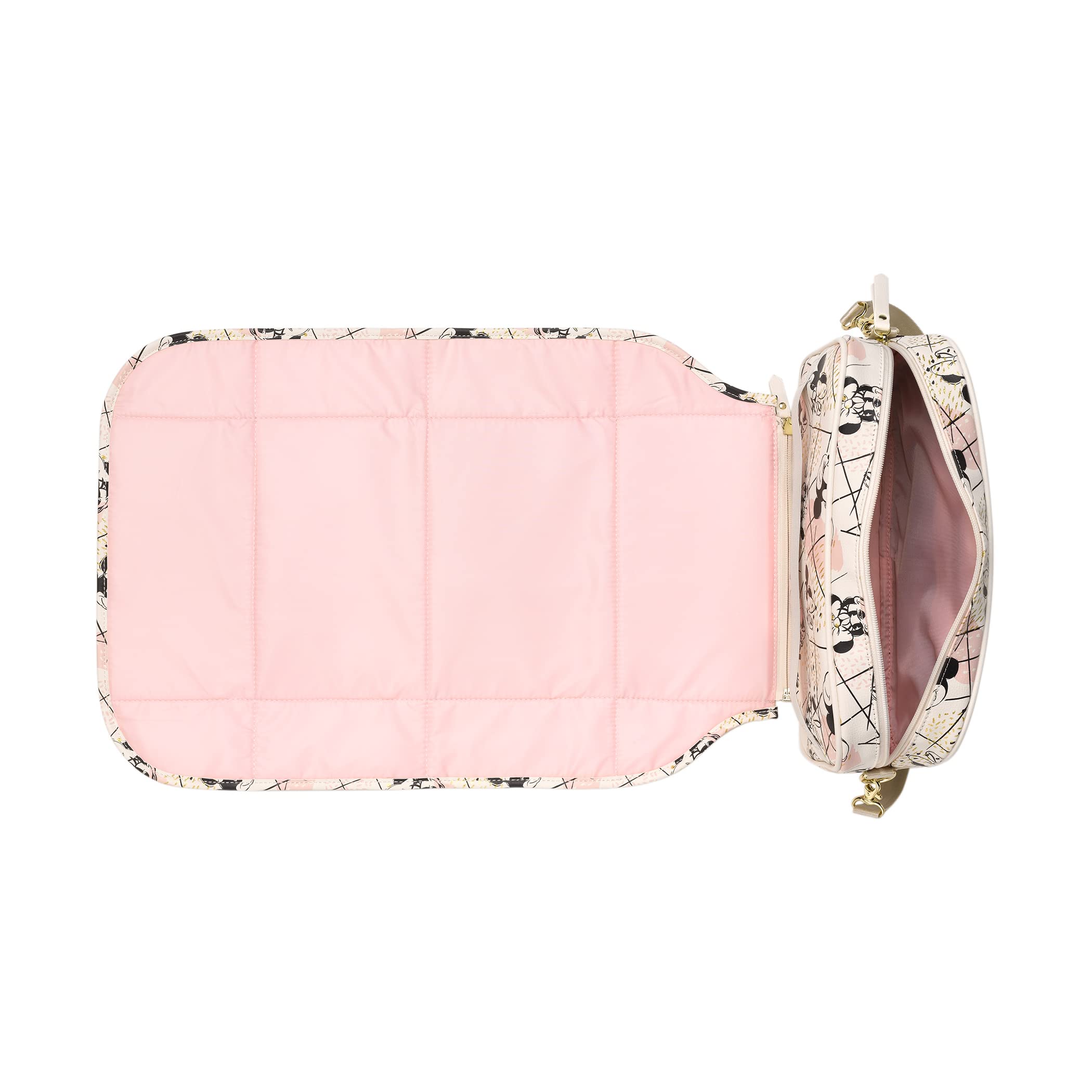 Petunia Pickle Bottom Companion Diaper Clutch with Fold-Out Changing Pad | Compact Baby Essentials Organizer for Travel | Lightweight & Washable | Shimmery Minnie Mouse Design | Perfect for Daycare, Park Outings & Quick Diaper Changes