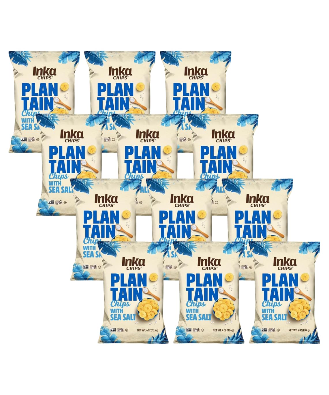 Inka Crops Inka Chips - Gluten Free Plantain Chips with Sea Salt, 4oz (Pack of 12) | Healthy Snacks for Kids, Keto Diet & On-The-Go Lifestyle