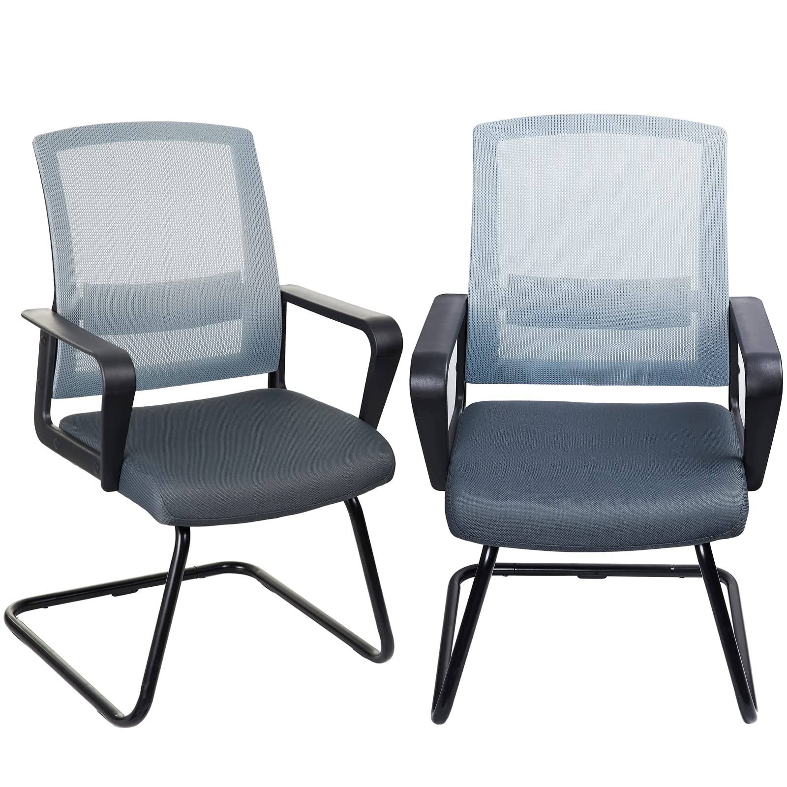 CLATINA Ergonomic Mesh Conference Room Chairs with Lumbar Support - 2 Pack Gray Guest & Waiting Room Chairs for Office, Reception Area, and Meeting Spaces