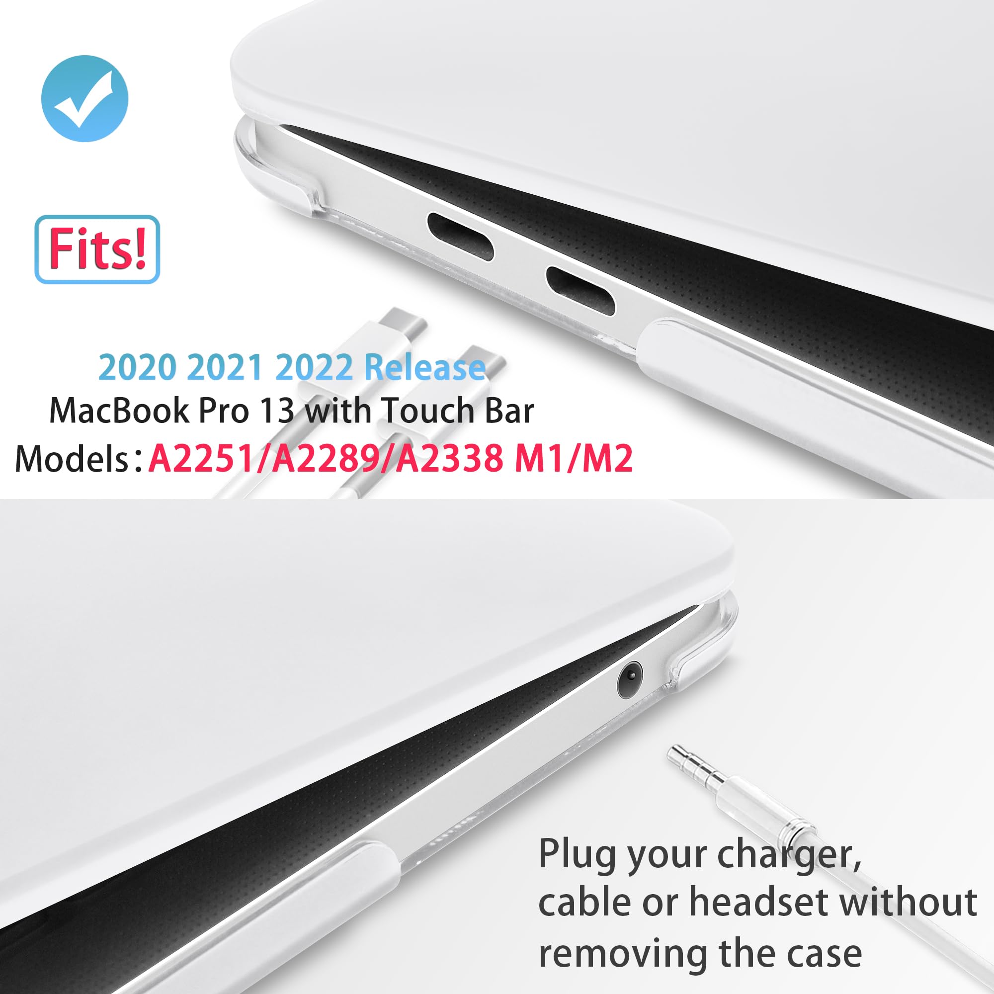 Mektron Matte Hard Plastic Case for MacBook Pro 13 inch (2020-2022 Models A2338 M2/M1 A2289 A2251) - Slim Protective Shell Cover with Touch Bar & Touch ID Compatibility - Transparent MacBook Pro 13 Case for Work, Travel & Everyday Use