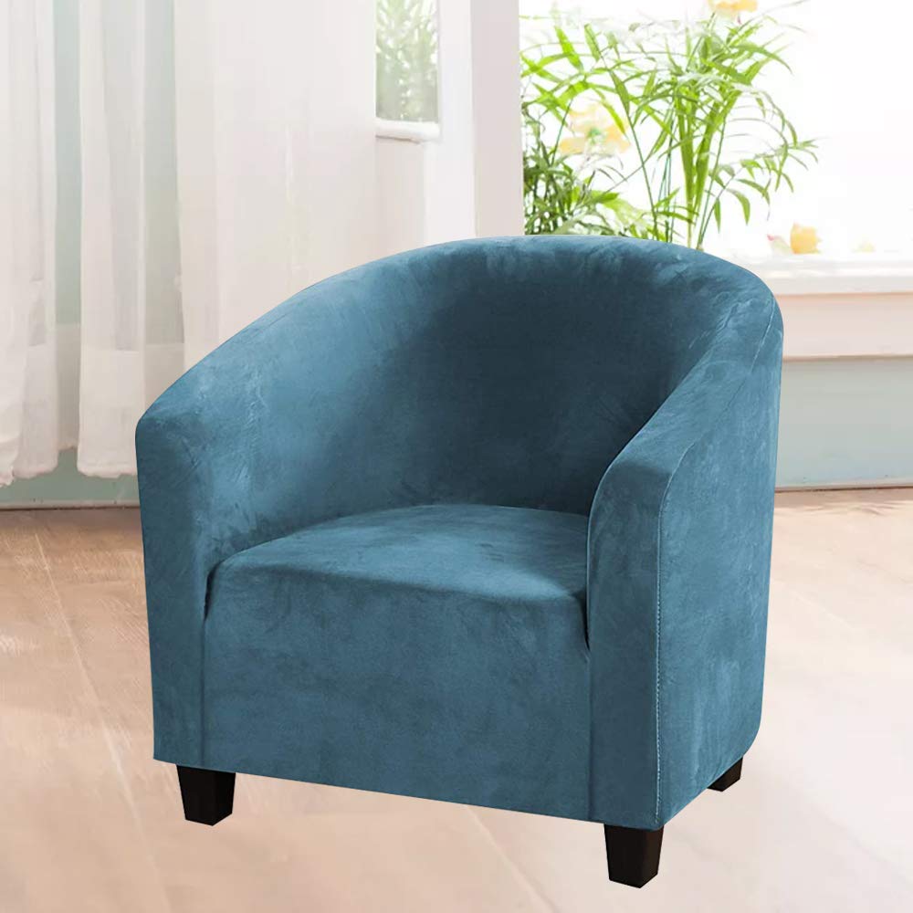 TOPCHANCES Stretch Velvet Club Chair Slipcover - 1 Piece High Elasticity Barrel Chair Cover for Armchair & Sofa | Perfect for Living Room, Bedroom & Office Decor