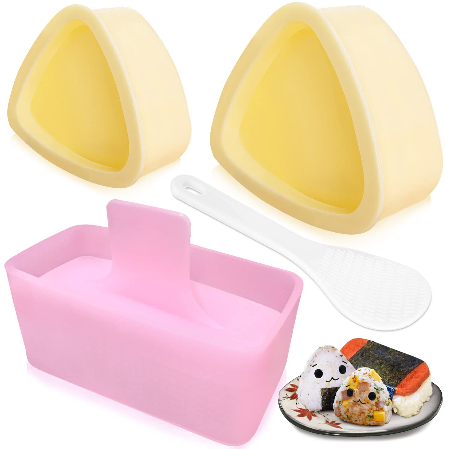 3-Pack Onigiri Mold Set - Triangle Rice Ball & Musubi Maker Kit for Sushi, Bento & DIY - Perfect for Kids Lunch, Home Cooking & Japanese Cuisine