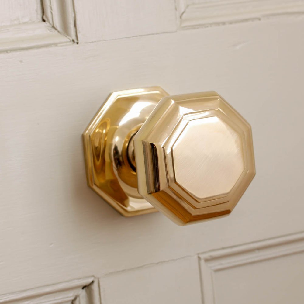 Polished Brass Octagonal Door Pull - Large Size for Cabinet, Dresser, and Furniture Hardware - Perfect for Modern and Vintage Home Decor