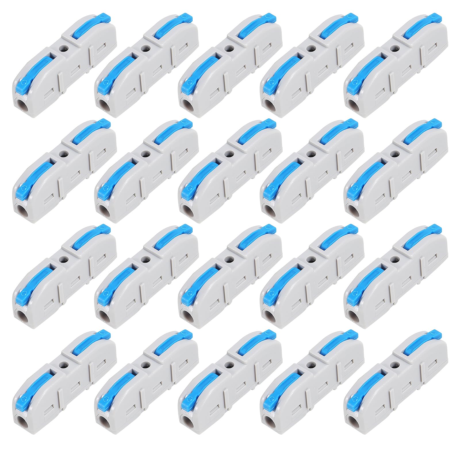 20pcs Lever Wire Connectors - Compact Single Wire Connectors Assortment for 28-12 AWG (Blue) | Electrical Splicing, DIY Projects, Home Wiring & Automotive Repairs