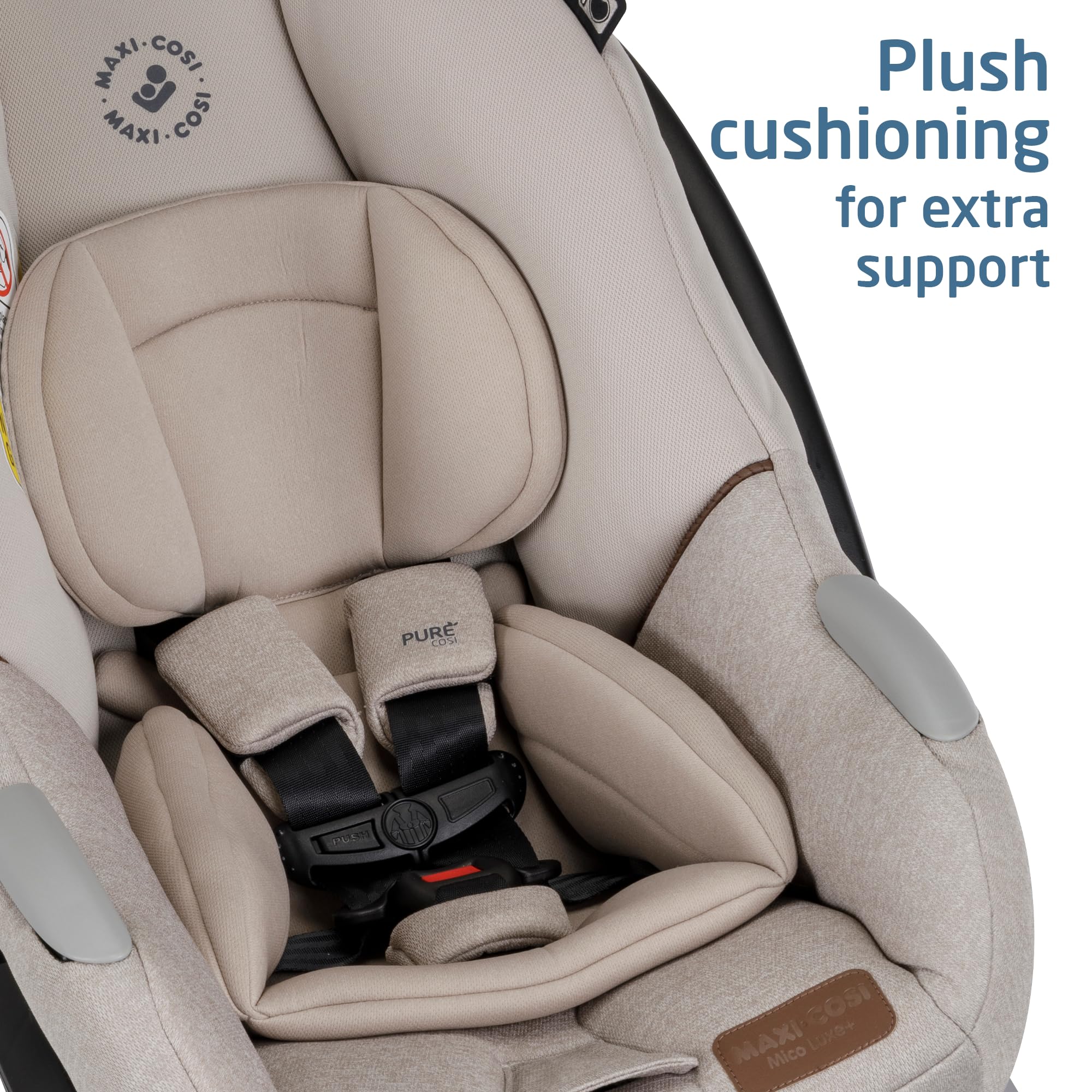 Maxi-Cosi Mico Luxe+ Infant Car Seat with Base - Lightweight Baby Carrier & Convertible Car Seat for Newborns, Desert Wonder - Perfect for Travel, Daily Commutes & Family Outings
