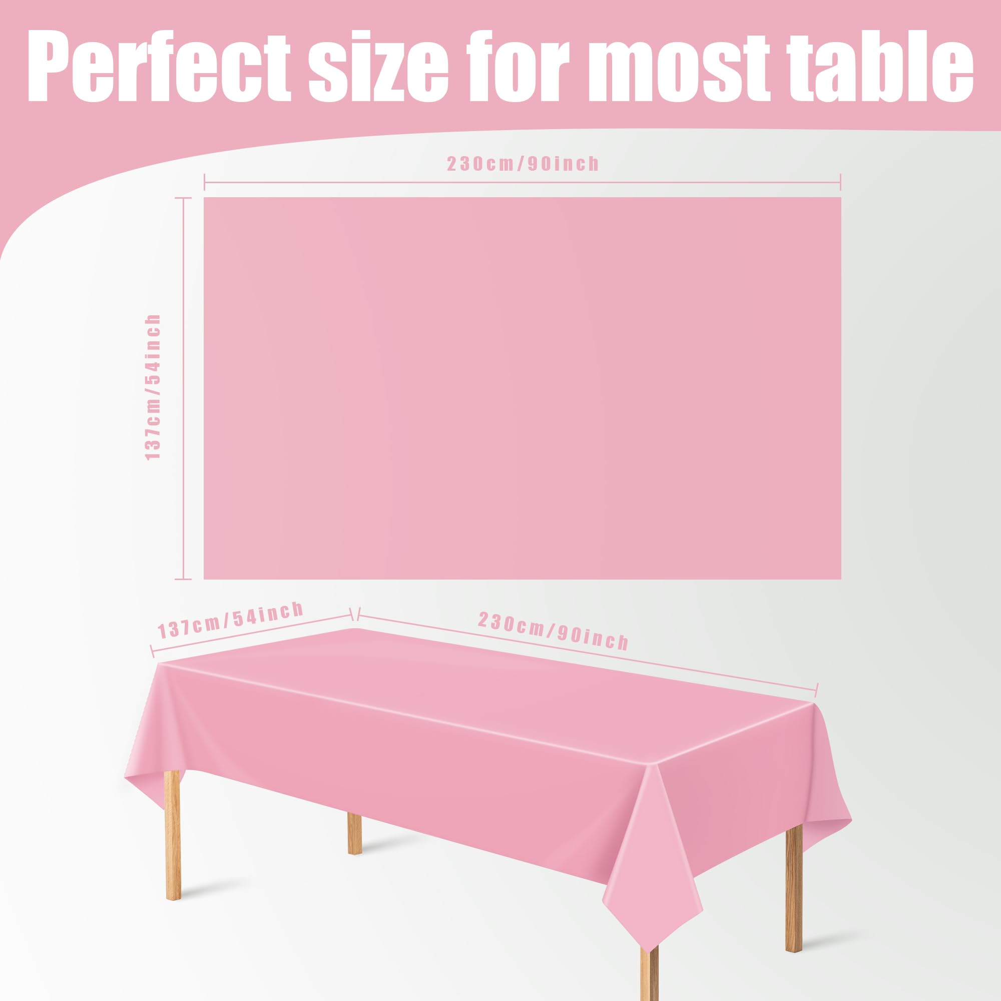 OHOME 4 Pack Disposable Plastic Tablecloths - Pink Party Table Covers for Birthday, Wedding, Baby Shower & Holiday Decorations | Waterproof & Easy Clean | Indoor & Outdoor Use