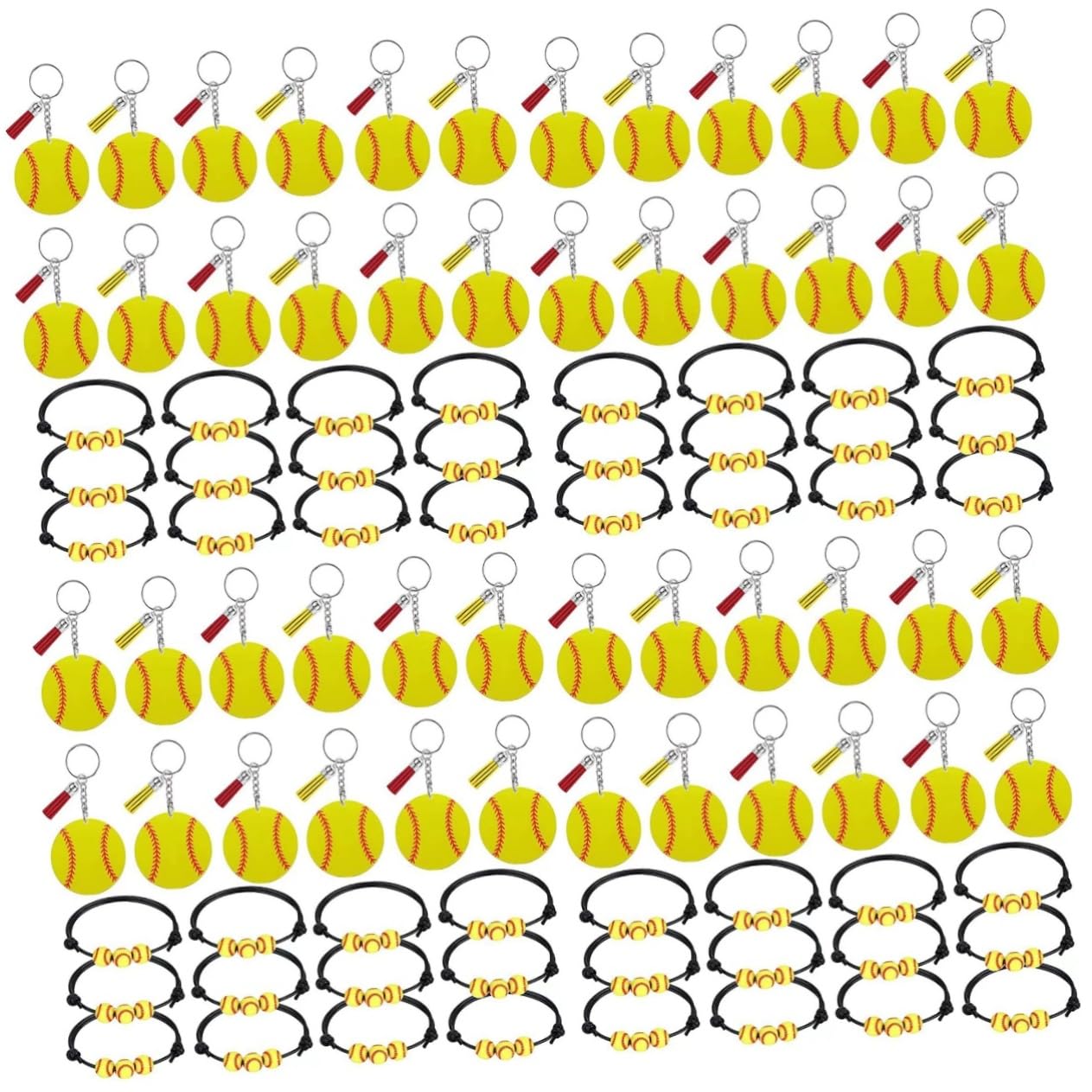 Mipcase 4 Pack Baseball Keychain Wallet Set - Braided Acrylic Keychains for Baseball Fans, Party Favors, Gifts | Perfect for Baseball Games, Team Events & Fan Giveaways