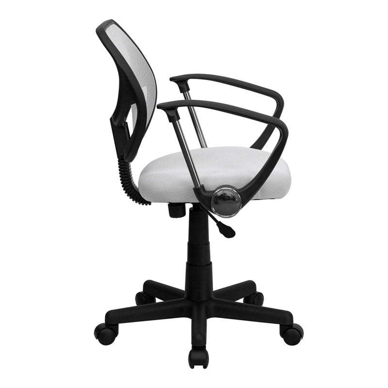 FLASH Neri Kids Low Back Black Mesh Swivel Task Office Chair with Curved Square Back and Arms - Ergonomic Study Chair for Children, Perfect for Homework, Online Classes & Gaming Desks
