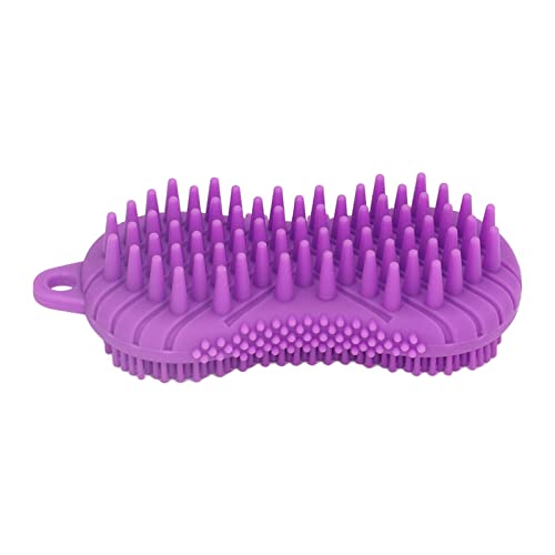 Premium Silicone Body Scrubber with Ergonomic Handle - Exfoliating Massage Brush for Shower, Bath & Spa - Soft Bristles for Scalp & Skin Care - Stress Relief & Fatigue Reduction (Purple) - Perfect for Home Relaxation & Self-Care Routine