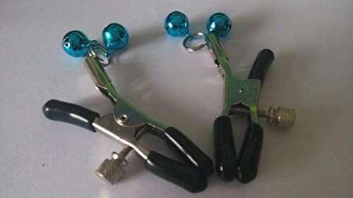 HiiBaby New SM Breast Vaginal Nipple Clamps with Double Bells - Sensual Massage Clip for Adults (Blue) | BDSM Accessories for Couples & Spicy Intimate Play