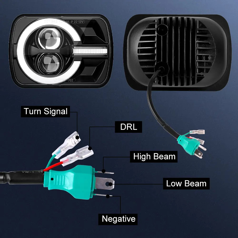 LOYO New Upgrade 5x7 LED Headlights and Tail Lights Kit - Compatible with Jeep Wrangler YJ (1987-1995) - High Brightness Waterproof Off-Road Lighting for Night Driving & Adventure