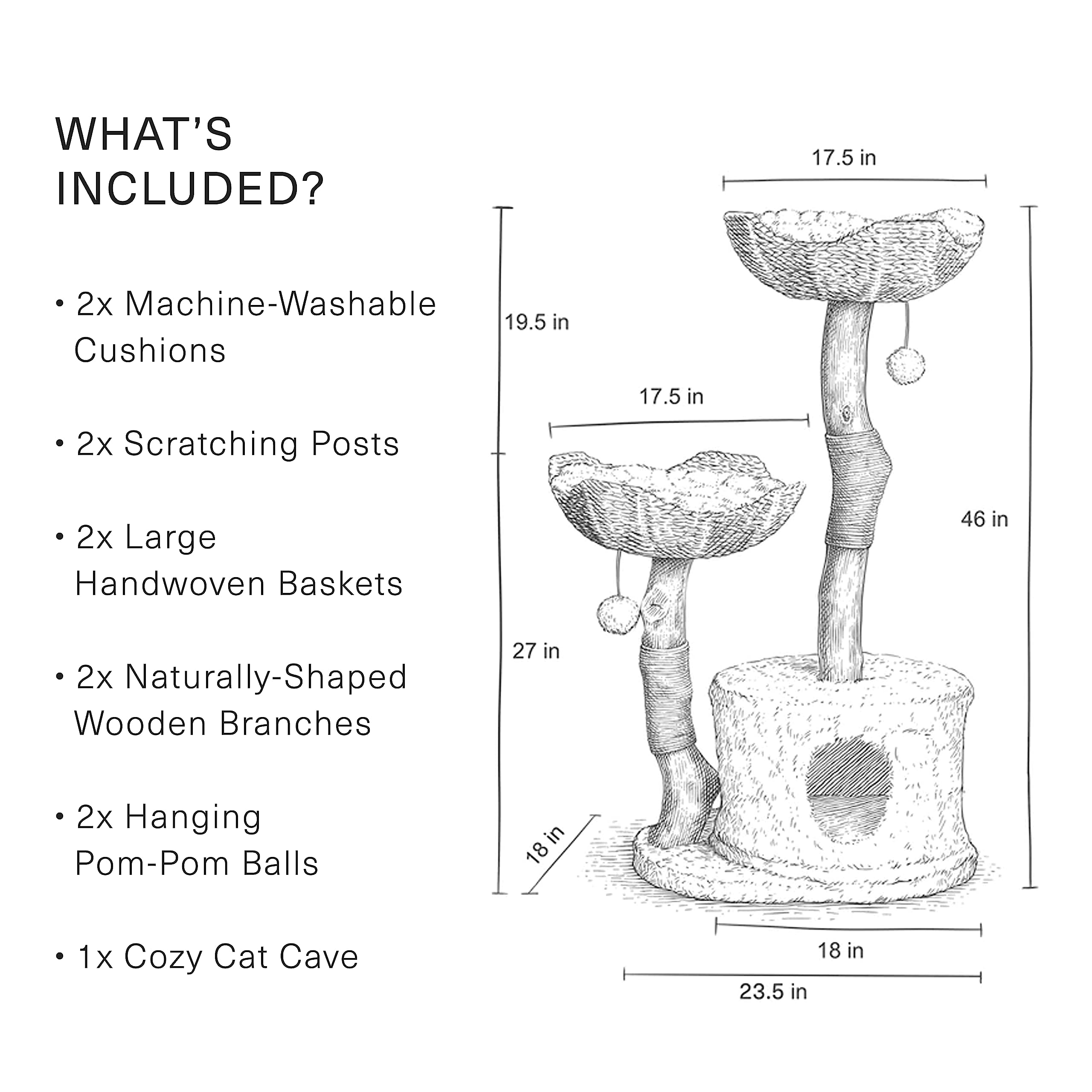Premium MAU Modern Cat Tree Tower for Large Cats - Natural Wood Cat Climbing Structure with Scratching Posts & Condo - Perfect Gift for Cat Lovers - Ideal for Indoor Play & Relaxation Spaces