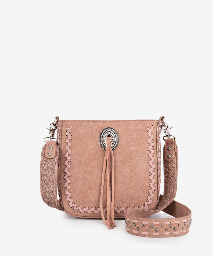 Montana West Genuine Leather Tooled Whipstitch Crossbody Purse for Women - Stylish Handbag for Everyday Use, Travel & Shopping