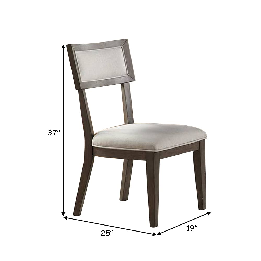 Benjara Accent Side Chair Set of 2 - Beige Upholstered Dining Chairs with Padded Seat & Curved Panel Back - Perfect for Dining Room, Kitchen, or Living Room Decor