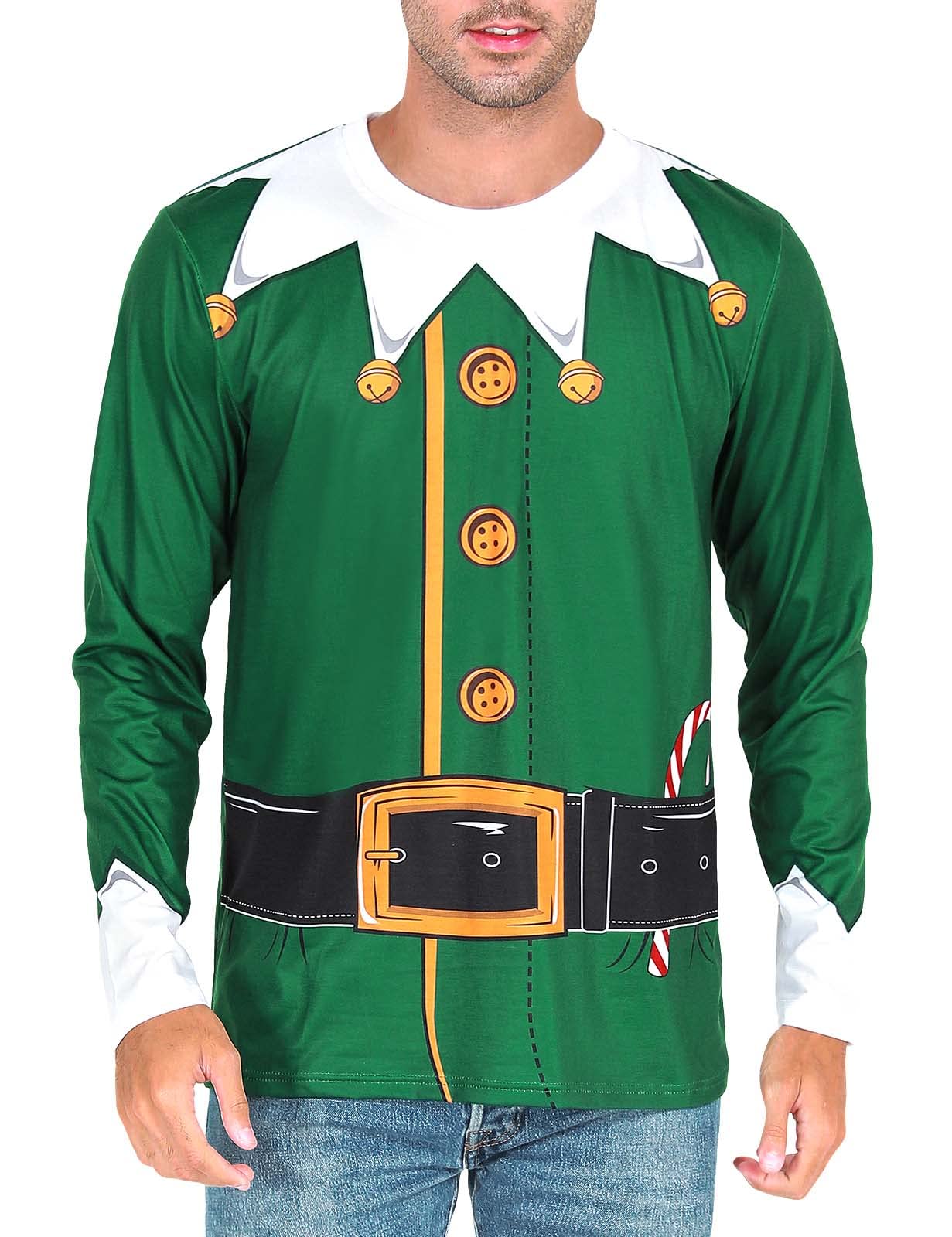 Funny Christmas Graphic Long Sleeve T-Shirt for Men - Holiday Costume & Ugly Sweater Party Outfit - Perfect for Xmas Parties, Family Gatherings & Festive Celebrations