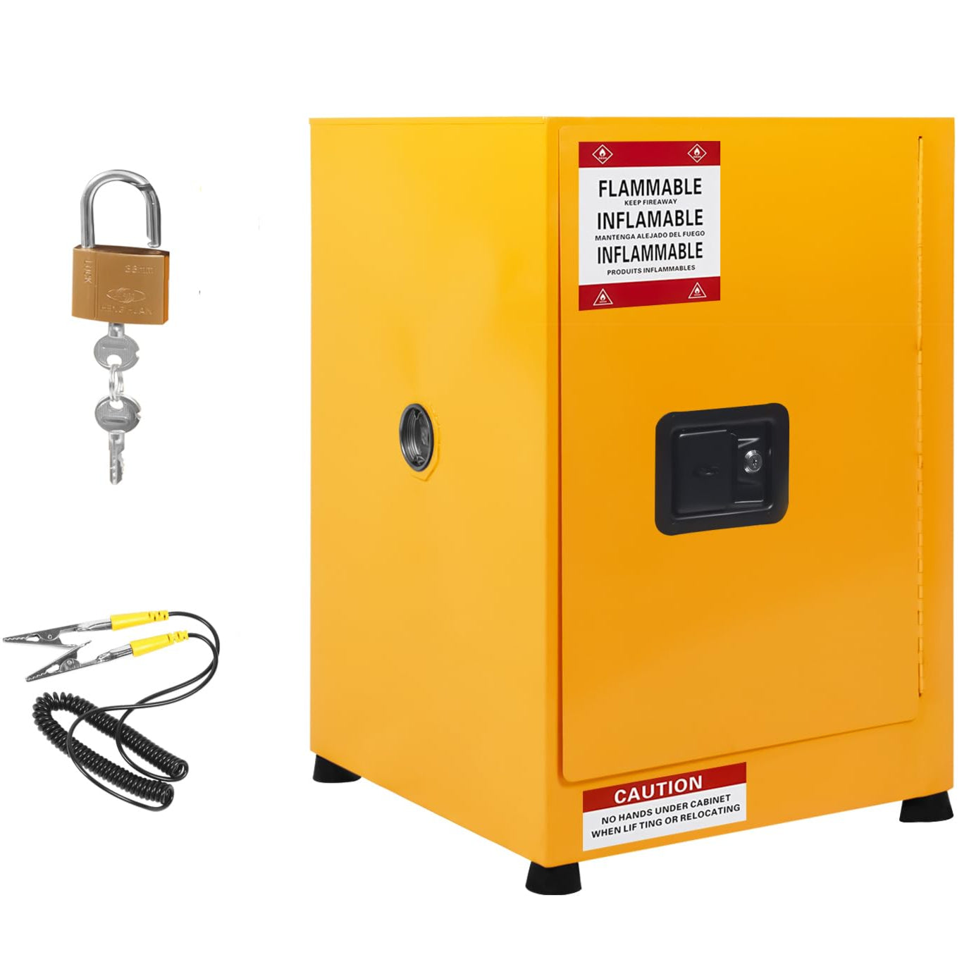 GARVEE 17x17x22 Inch Galvanized Steel Flammable Storage Cabinet - Yellow Safety Cabinet for Chemicals, Paint & Hazardous Materials - Perfect for Garage, Workshop & Industrial Use