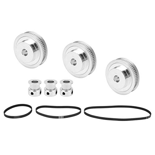 60 Teeth Aluminum Alloy Timing Belt Pulley - 6mm Width Synchronous Wheel (3pcs/Set) for Industrial Machinery & CNC Equipment