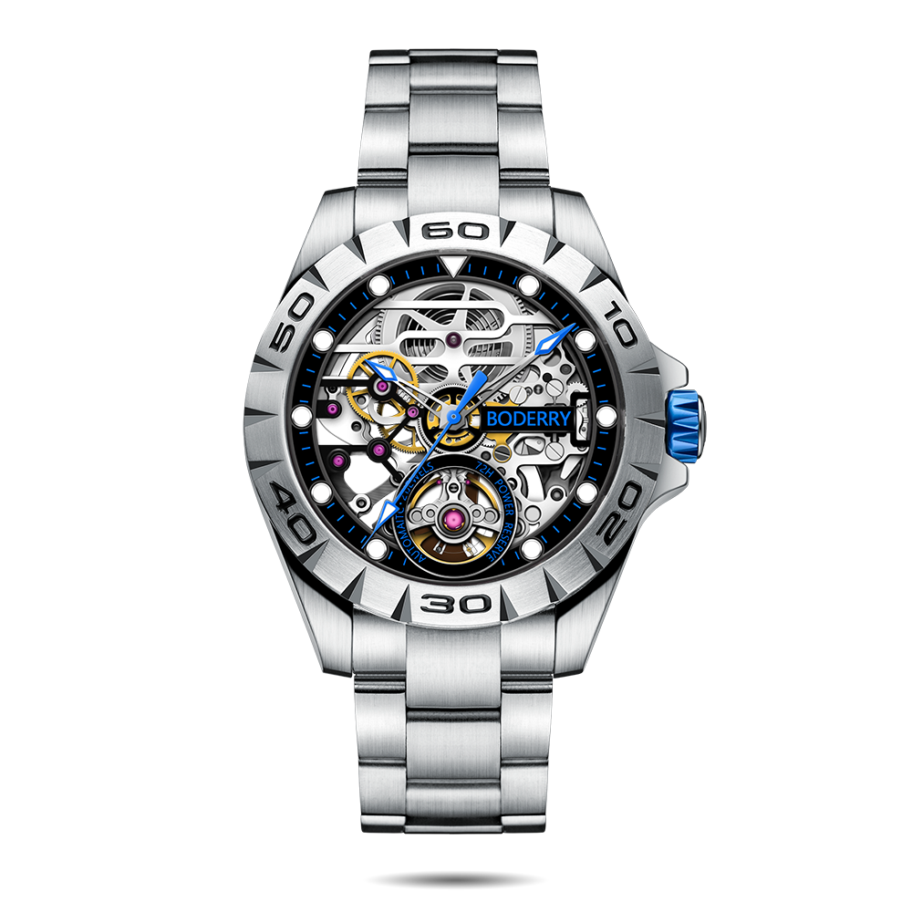 URBAN SKELETON Stainless Steel Automatic Watch - 3 Hand Hi-Beat (28,800 BPH) with 72-Hour Power Reserve | Bracelet | Perfect for Business, Casual & Formal Occasions