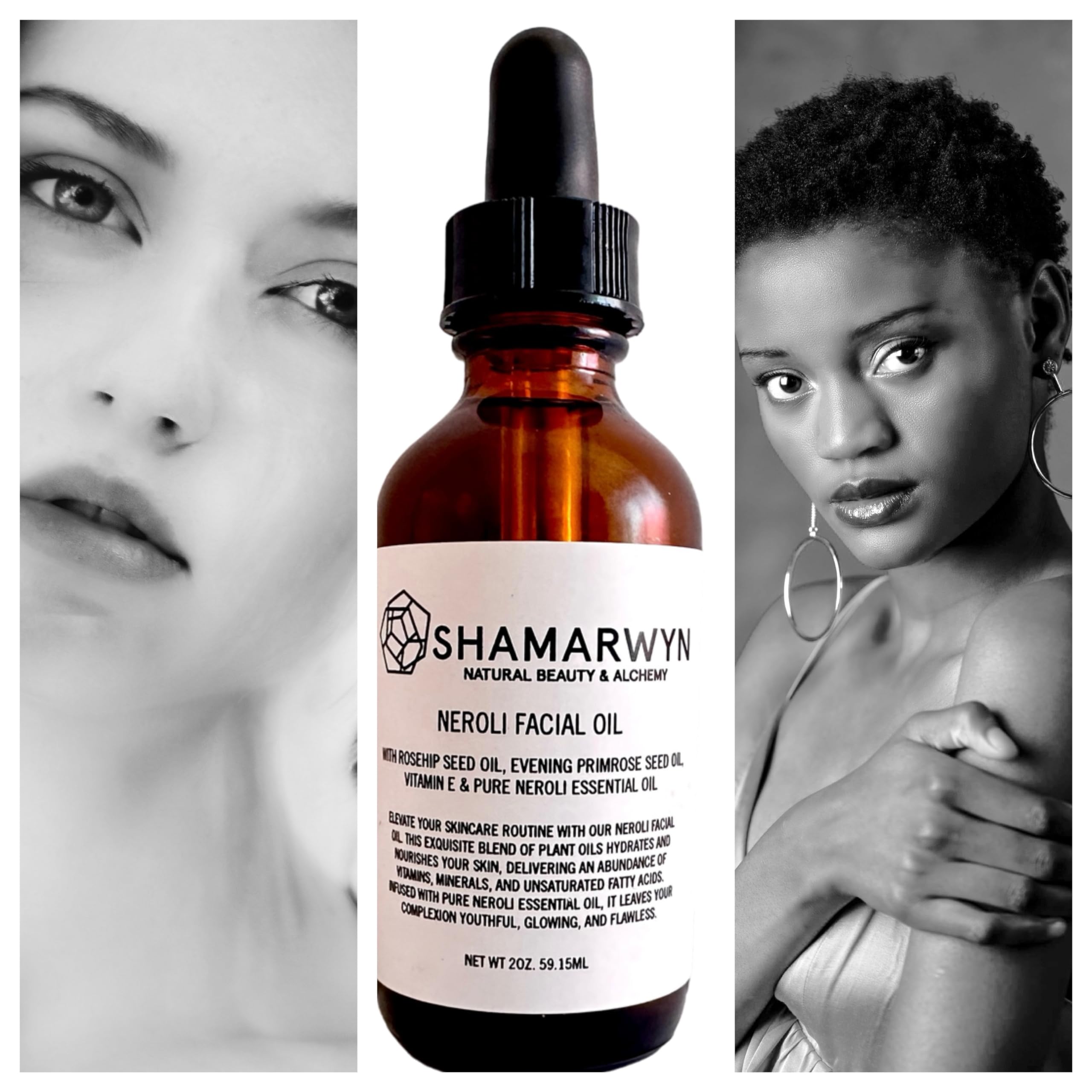 Shamarwyn Neroli Oil with Rosehip & Primrose - 2oz Natural Skincare Blend for Face, Body & Hair Care - Organic Aromatherapy Essential Oil for Relaxation & Glowing Skin