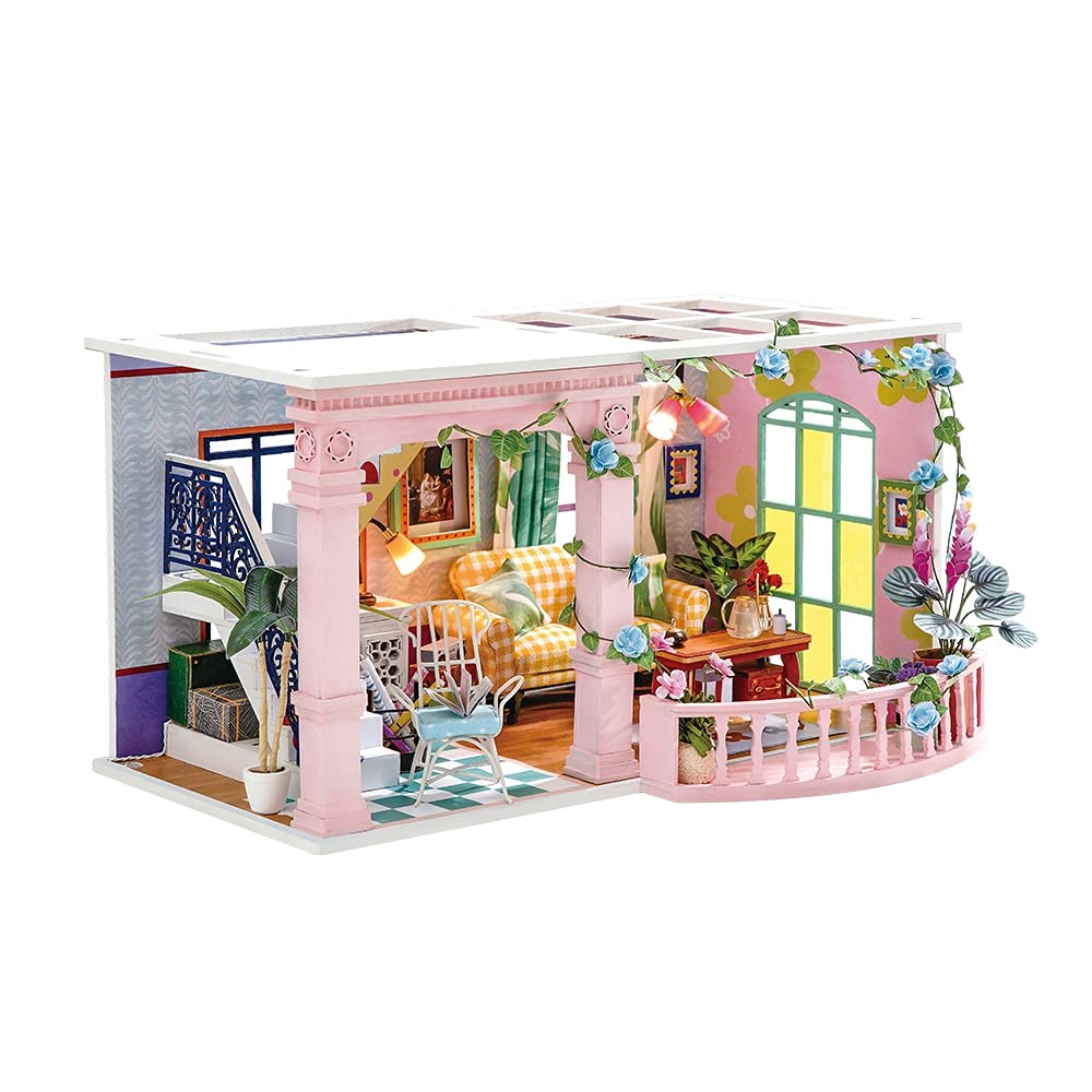 DIY Miniature 3D Wooden Dollhouse Furniture Kit - Sweet Patio Set for Children & Adults | Creative Birthday Gift for Ladies | Model Building Hobby & Home Decor Collection (Color: DGF01) | Perfect for Crafting, Role Play & Interior Design Projects