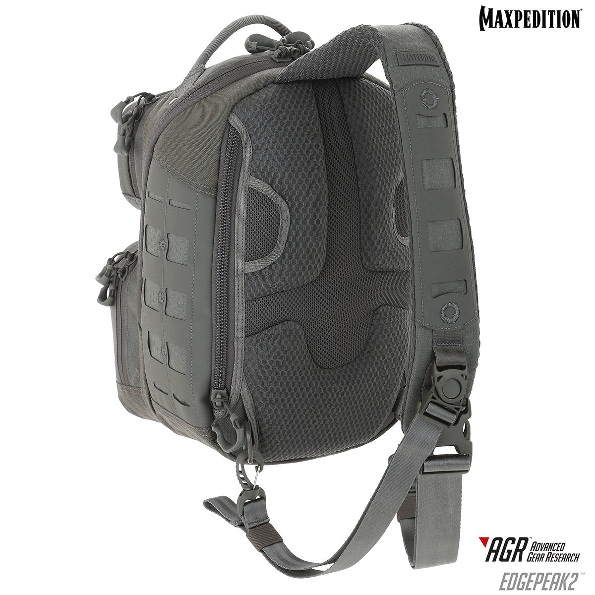 Edgepeak™ v2.0 Ambidextrous 15L Tactical Sling Backpack - Lightweight Water-Resistant Gray Crossbody Bag for Hiking, Travel & Everyday Carry