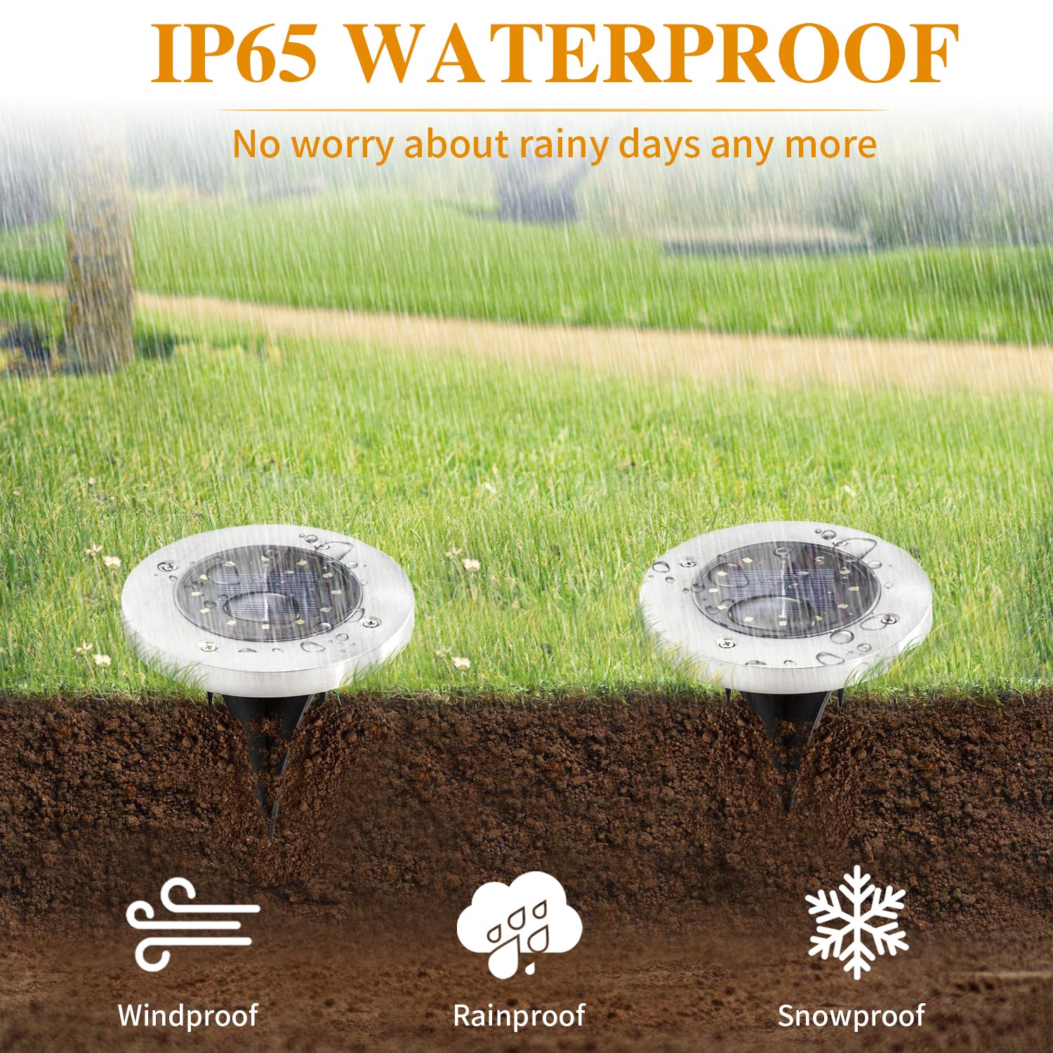 12 Pack Solar Lights Outdoor Waterproof - 12 LED Bright Solar Ground Lights for Garden, Pathway, Walkway, Driveway, Patio, Yard, Deck & Lawn Decor - Cold Weather Resistant Solar Landscape Lighting for Outdoor Ambiance & Safety