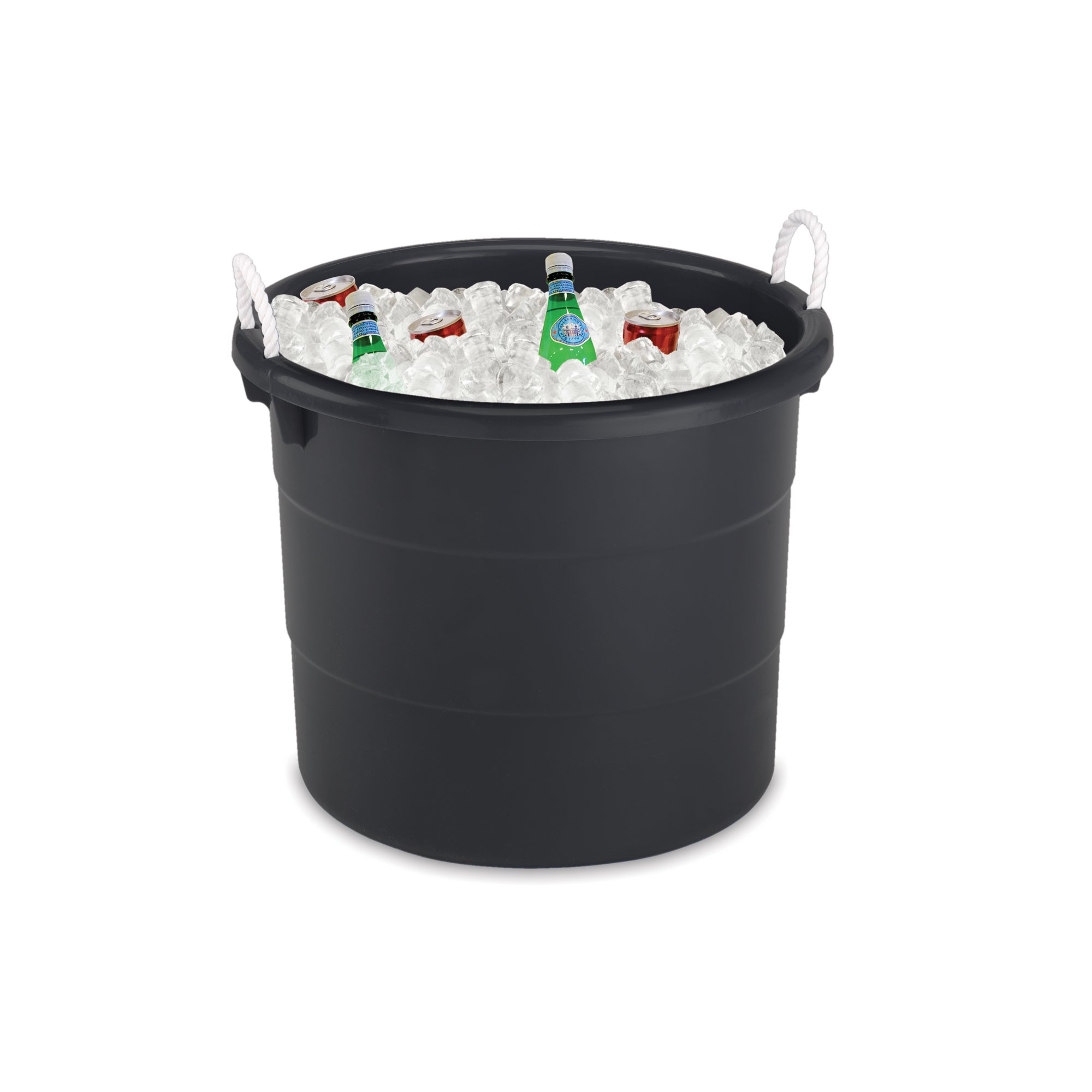 HOMZ 4-Pack 18 Gallon Large Plastic Storage Buckets with Rope Handles - Heavy Duty Utility Tubs for Home Organization, Garage Storage, Laundry, and Outdoor Use - Black