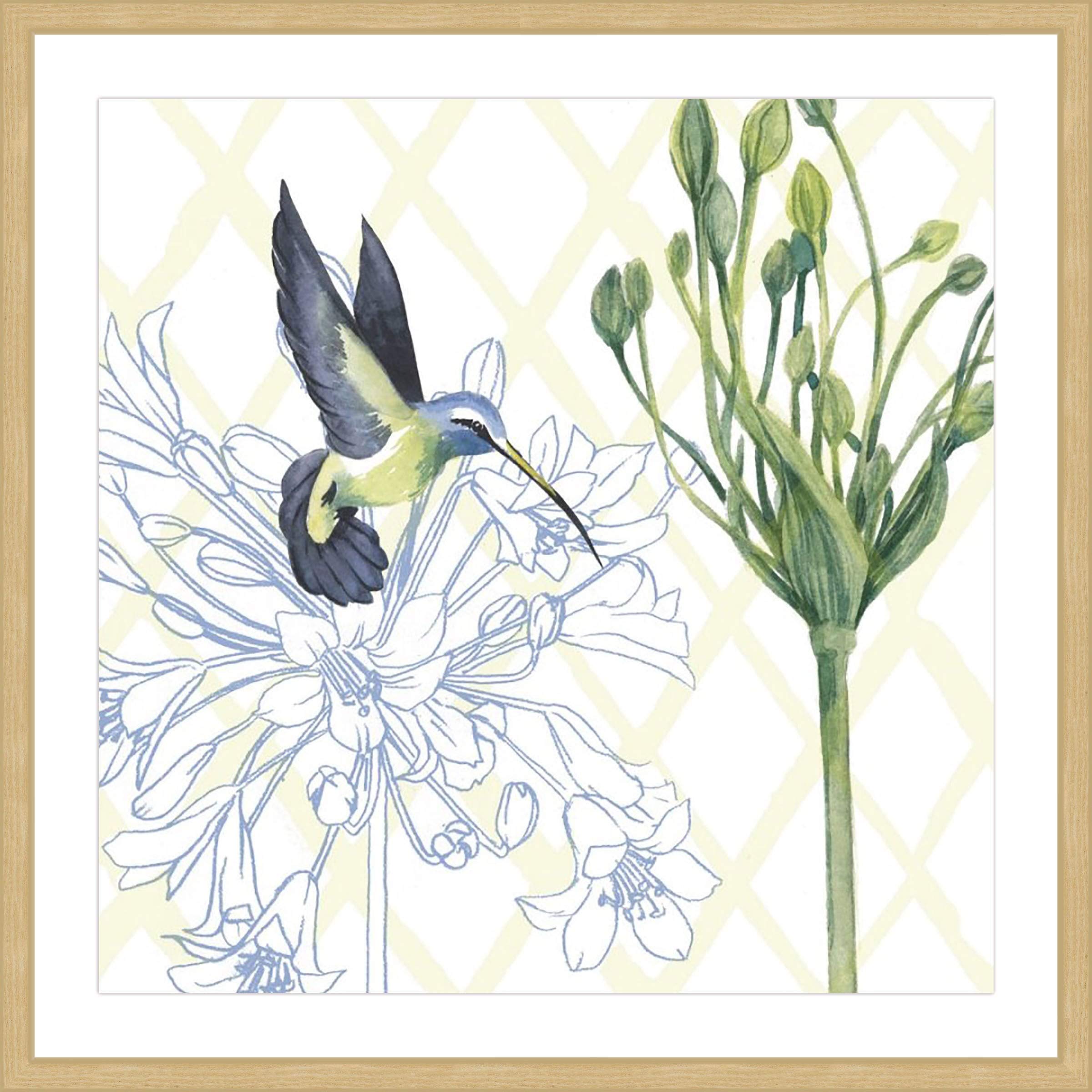 Handmade Hummingbird Dance III Framed Wall Art Print - 18x18 Inches Home Decor for Living Room, Bedroom & Office - Marmont Hill