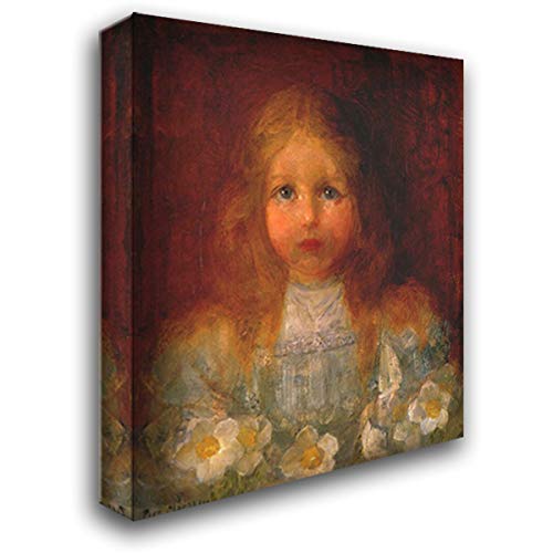Piet Mondrian Girl with Flowers 20x22 Inch Stretched Canvas Wall Art - Modern Home Decor for Living Room, Bedroom & Office