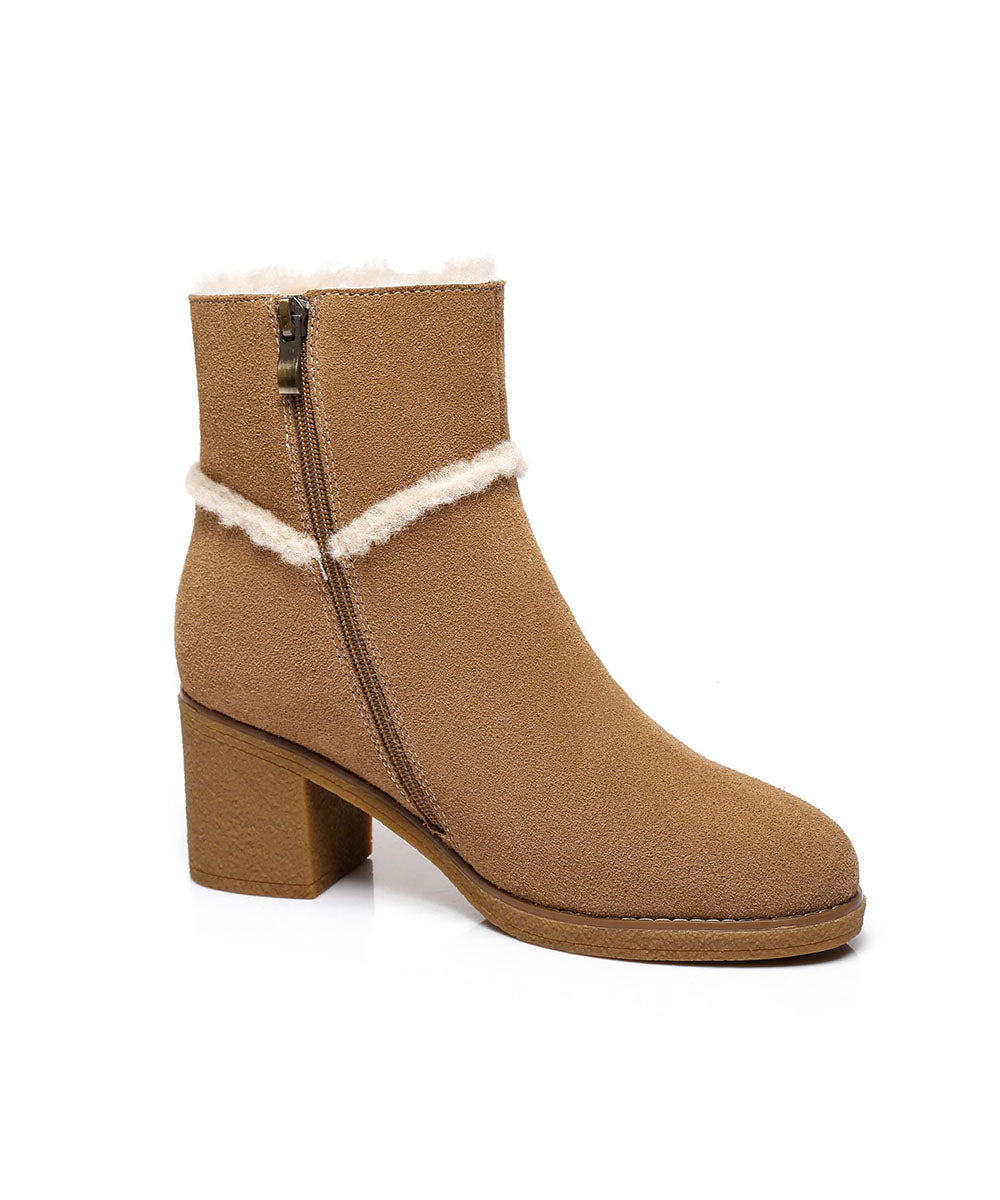 Women's Basha UGG Heel Boots - Comfortable Winter Ankle Boots for Women | Warm Sheepskin Lined Booties | Stylish Casual & Outdoor Wear for Cold Weather