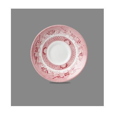 Churchill 5.5-Inch Georgian Saucer - Cranberry Willow Pattern - Set of 12 - Fine Bone China Tea Cup Plates - Perfect for Afternoon Tea, Bridal Showers & Formal Dining