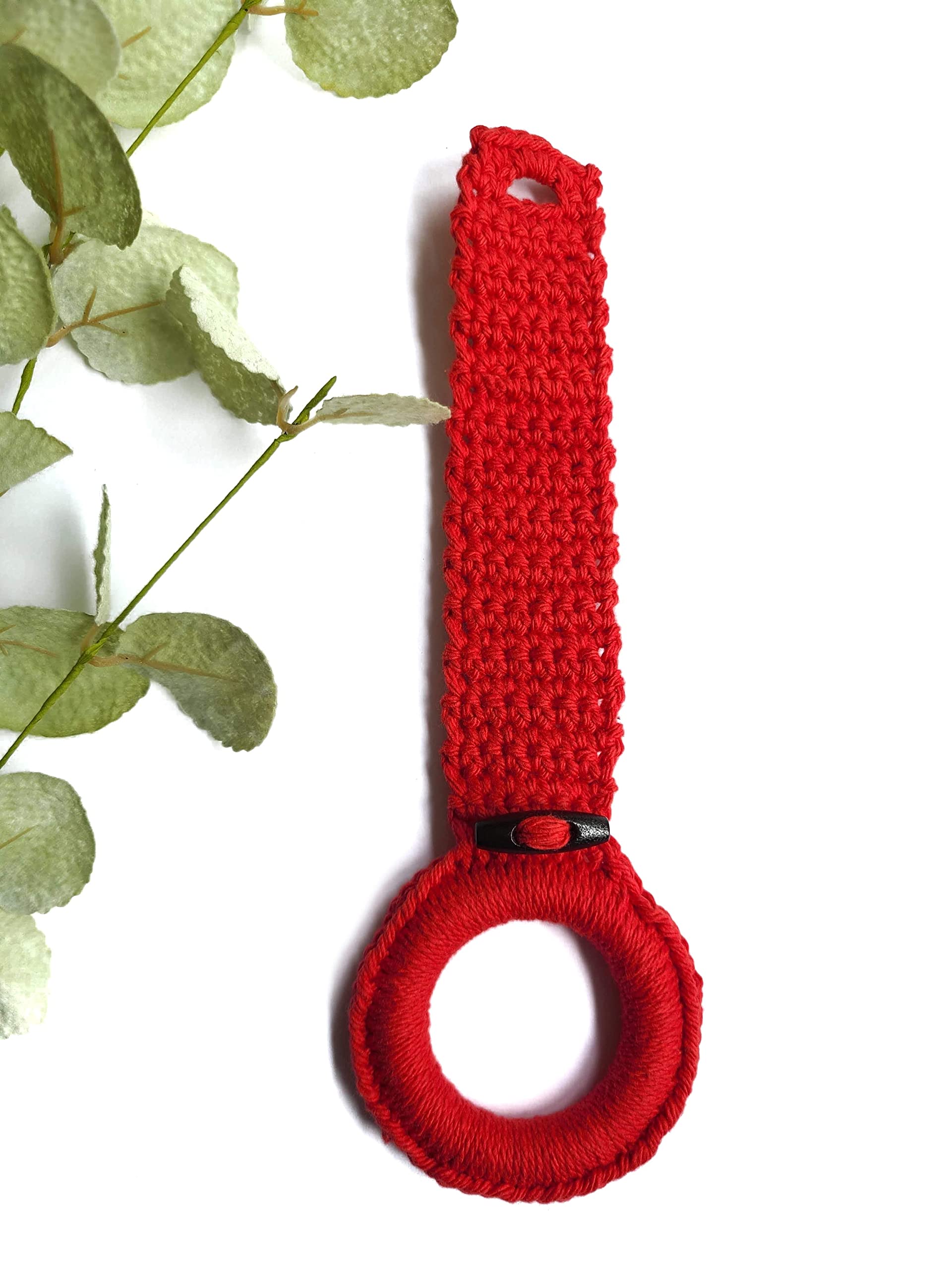 Stainless Steel Hanging Kitchen Towel Ring Holder with Loop - Unique Housewarming Gift for Kitchen, Bathroom, or RV - Red (Perfect for Drying Towels, Organizing Kitchen & Home Decor)