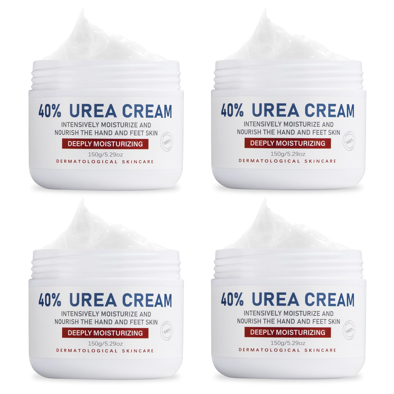40% Urea Cream for Dry Cracked Hands & Feet - Maximum Strength Moisturizing Lotion for Callus Removal & Cracked Heel Repair (4 Pack) - Perfect for Pedicures, Foot Care & Winter Skin Protection