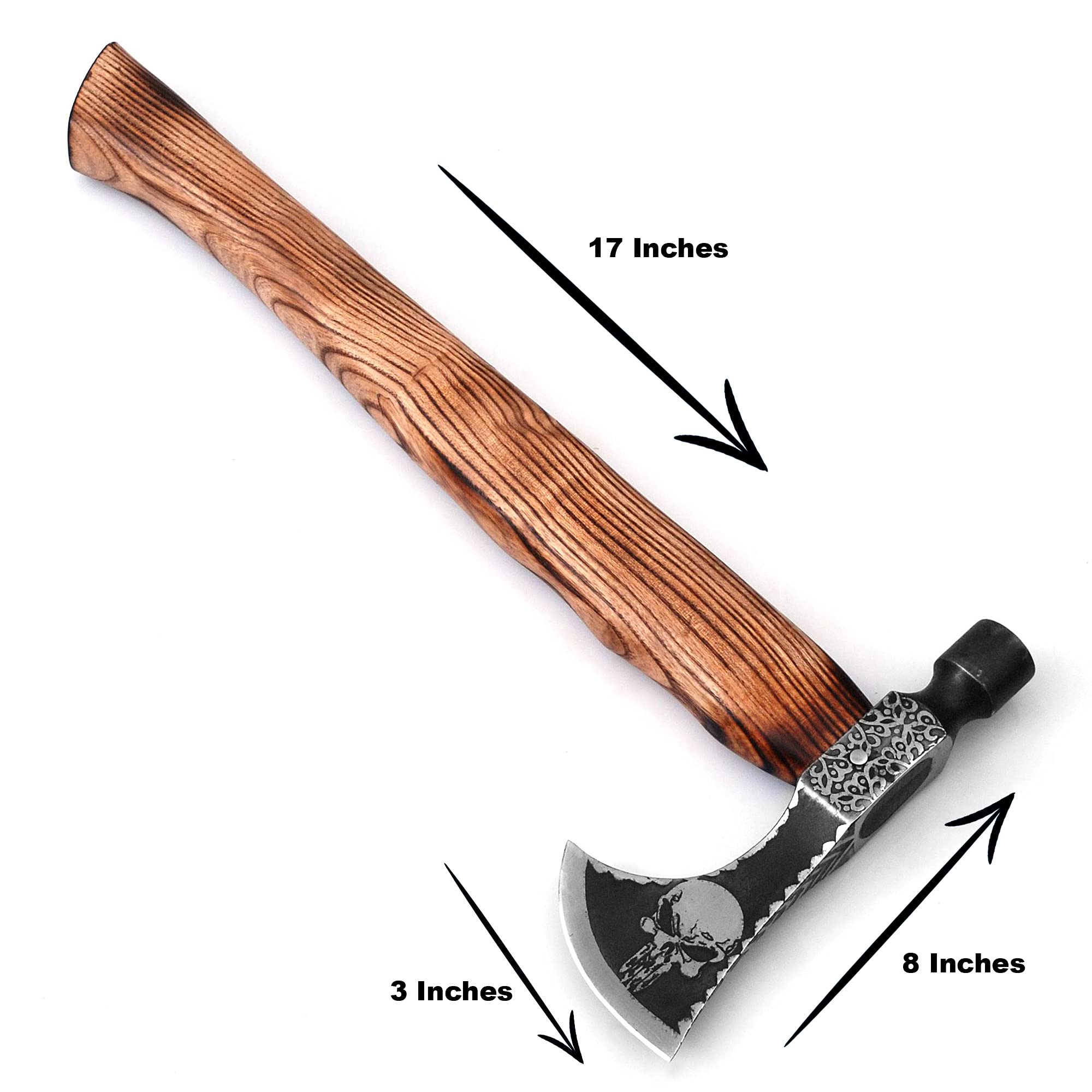 Viking Skull Axe - Handcrafted Bearded Camping & Hunting Axe with Engraved Blade (ARSAXE07) - Perfect for Outdoor Adventures, Bushcraft & Wood Carving