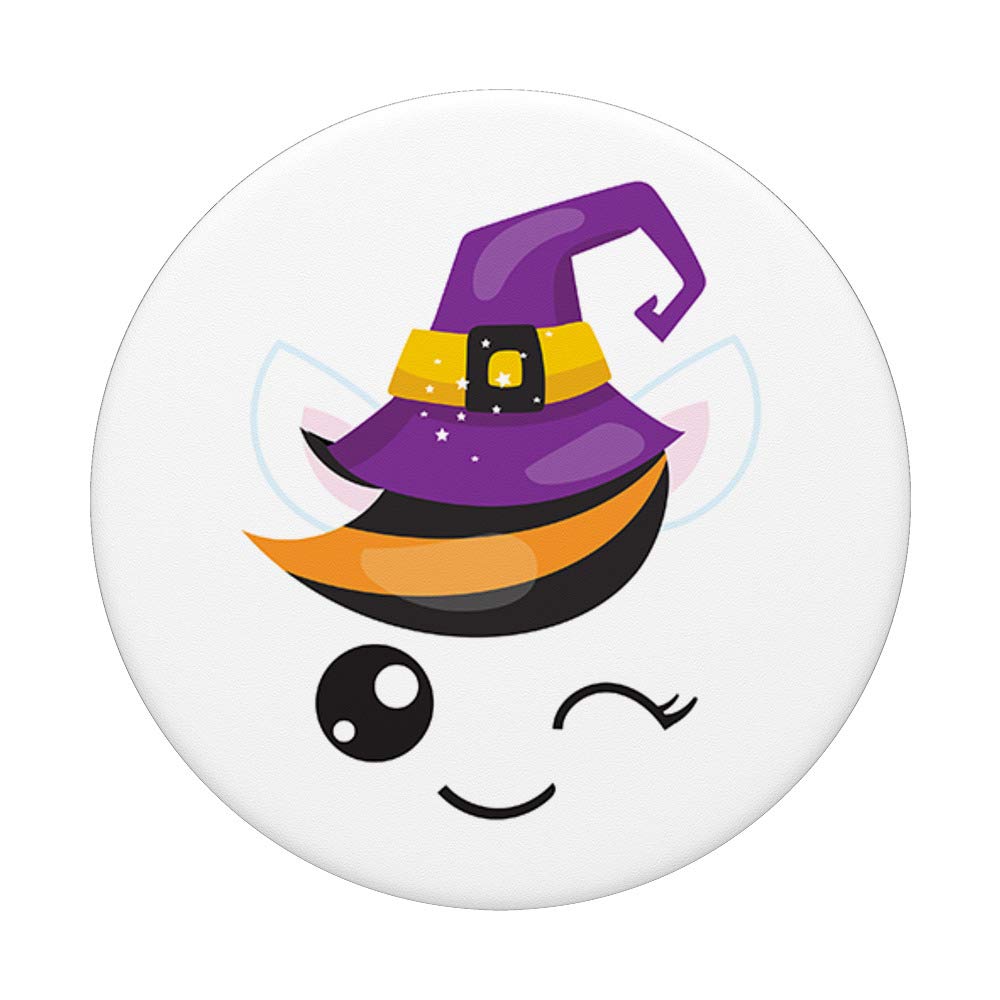 Halloween Witch Kawaii Winking Cat PopSockets - Phone Grip & Stand for iPhone, Samsung, Tablets - Perfect for Halloween Decorations & Everyday Use