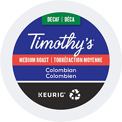 Timothy's Colombian Decaf Coffee Pods for Keurig - 24 K-Cup Pack | Perfect for Office, Home Brewing & After-Dinner Decaf Enjoyment