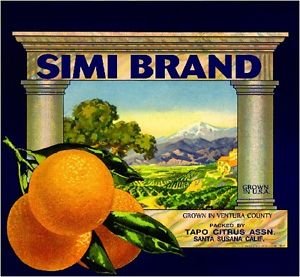 Santa Susana Simi Valley Vintage Orange Citrus Fruit Crate Box Magnet - Retro California Fruit Art Print for Fridge, Office & Kitchen Decor