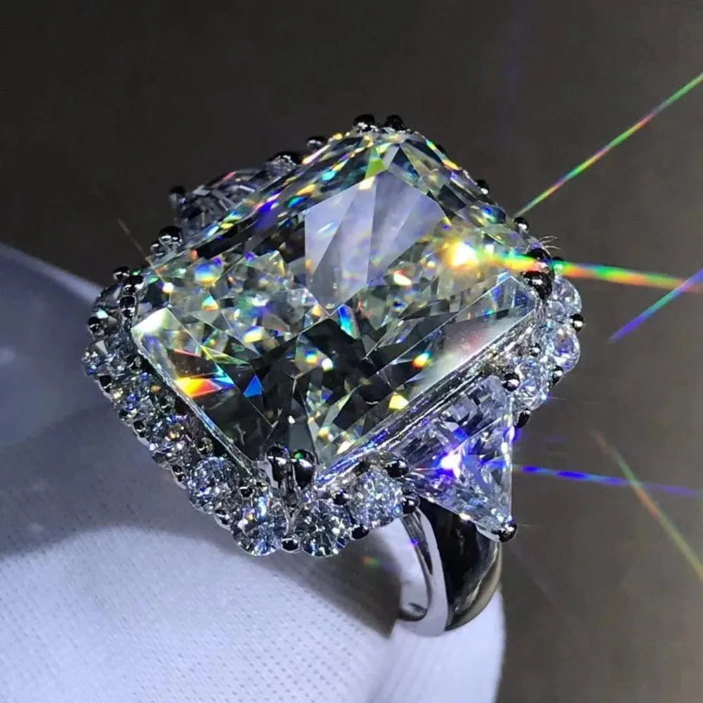 WUIHA 10CT VVS1 D Color Radiant Cut Moissanite Engagement Ring - 925 Sterling Silver Custom Wedding Jewelry for Proposals, Anniversaries & Special Occasions
