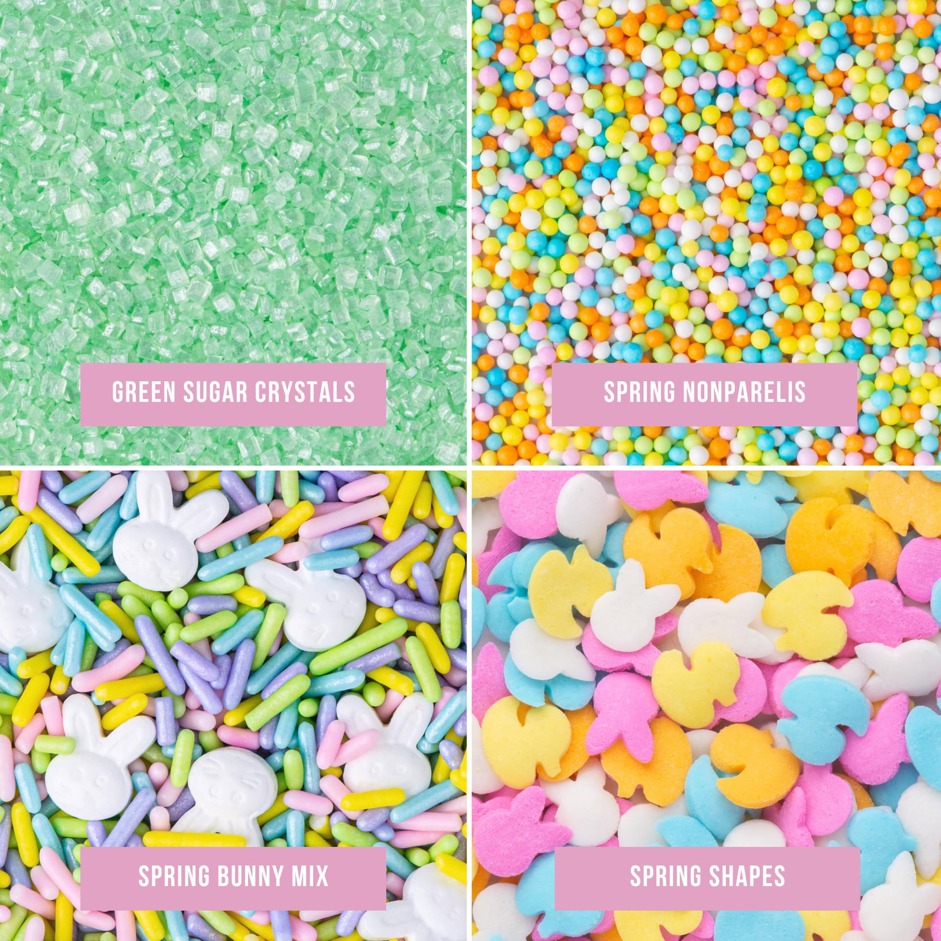Easter Sprinkles Mix - 4 Pack Spring Shape Edible Decorations for Cakes, Cookies, Cupcakes & Ice Cream | Sweet Indeed Baking Supplies | Perfect for Easter Desserts, Party Treats & Holiday Baking