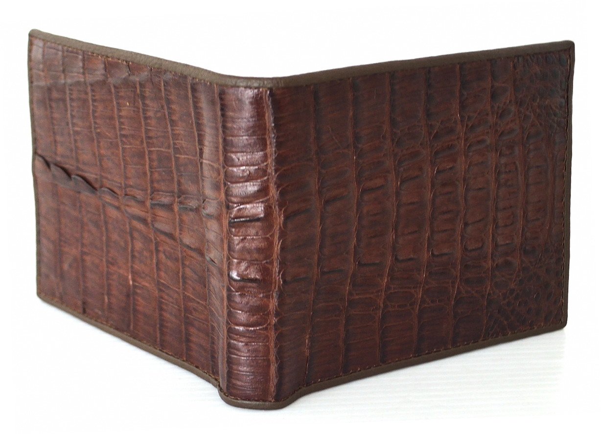 Luxury Men's Bifold Crocodile Leather Wallet - Genuine Brown Alligator Skin RFID Blocking - Perfect for Business & Everyday Carry (Gift for Him)