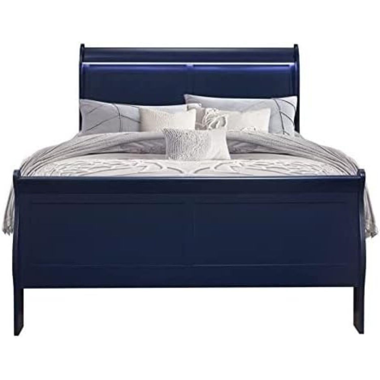 Global Furniture USA Charlie Blue Full Bed Frame - Modern & Stylish Bedroom Furniture for Home Decor - Perfect for Guest Rooms, Dorms, and Apartments