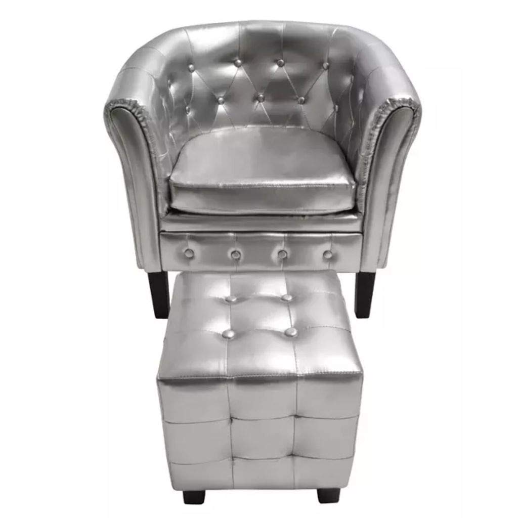 H.BETTER Faux Leather Tub Chair with Footstool - 27.4