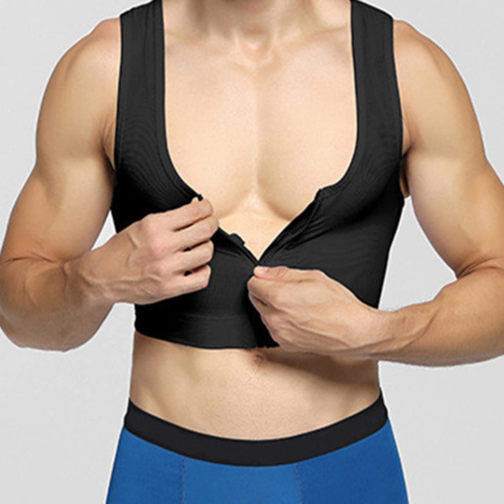 EBRICON Men's Compression Shirt - Slimming Body Shaper with Zipper, Breathable Workout Tank Top for Chest Training & Muscle Support - Ideal for Gym, Running & Everyday Wear