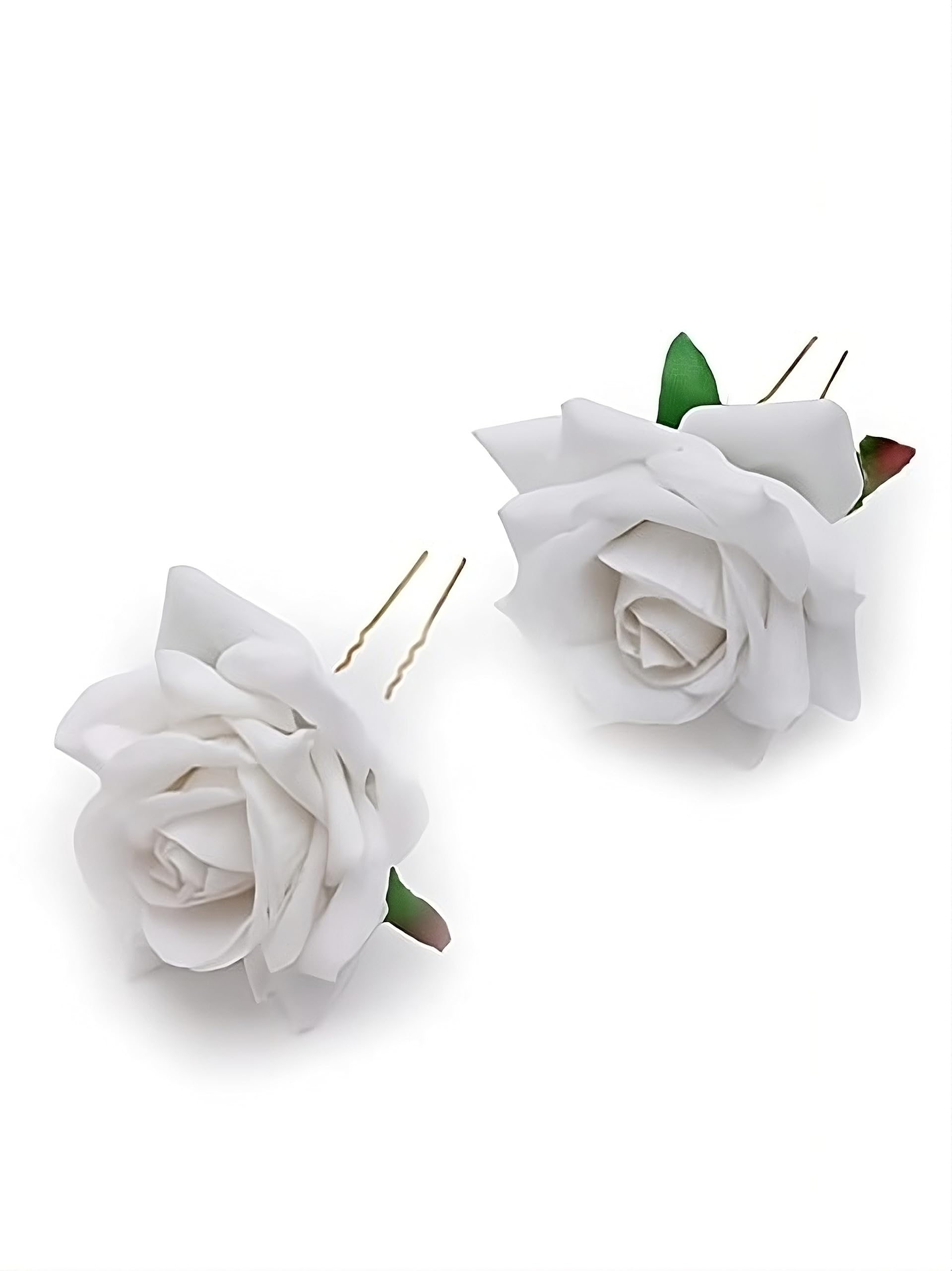 SUKAINA TRENDS Velvet Rose Hair Pins for Women - Bridal Hair Accessories Set (4 Pieces, White) | Perfect for Weddings, Baby Showers, Parties & Special Occasions