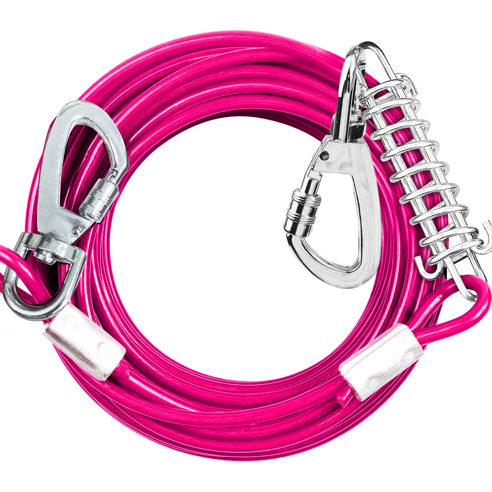 50FT Heavy Duty Chew Proof Dog Tie Out Cable - Long Durable Dog Leash for Outdoor Training, Yard & Camping | Secure Runner for Large Dogs in Backyard, Park or RV Travel