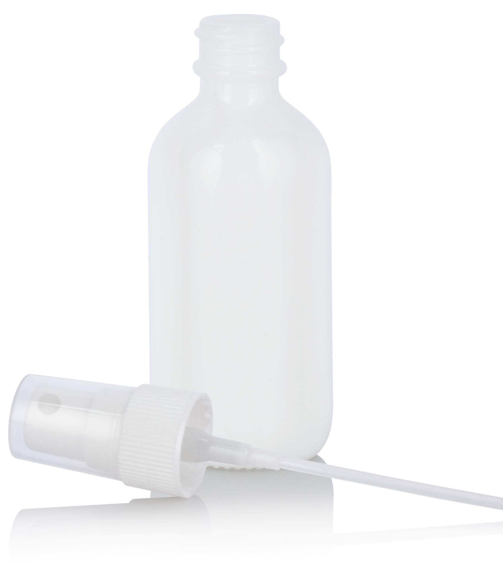 JUVITUS 12 Pack 2 oz Opal White Glass Boston Round Bottles with Fine Mist Sprayers & Funnel - Essential Oil, Perfume, Hair & Skin Care Refillable Containers for Home, Salon, and Travel Use
